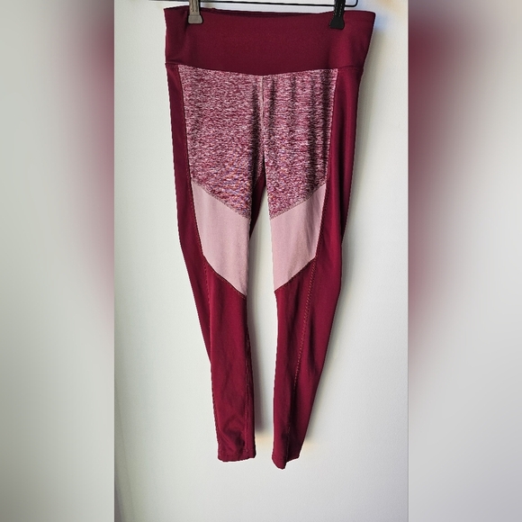 Reebok Active Sport Run Gym Full Length Leggings Burgundy Size S - Picture 2 of 5